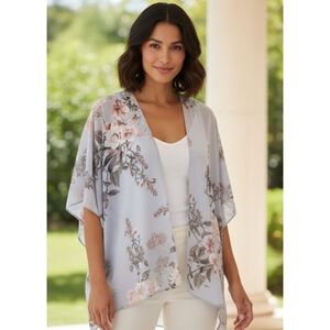 Emory Park Caley Open Front Woven Kimono Light Blue Size L